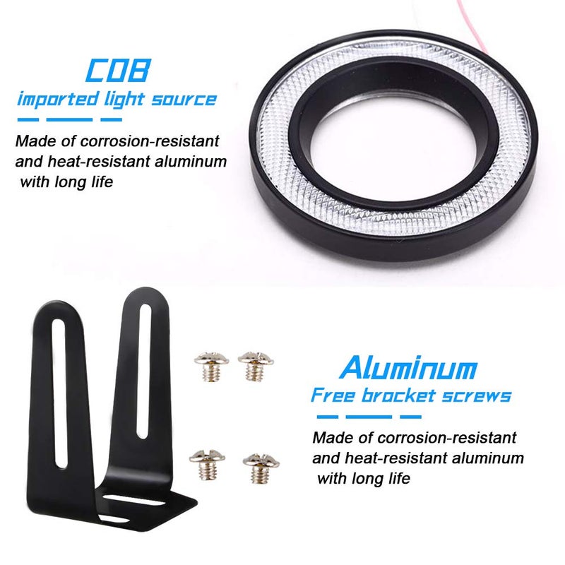KaiDengZhe 2PCS Super Bright 3.5" Projector Universal LED Fog Light 12V 10W Ice Blue COB Halo Angel Eye Rings For Moto Headlight Car Daytime Running Light DRL Driving Light Fog Light Bulb - Image 4
